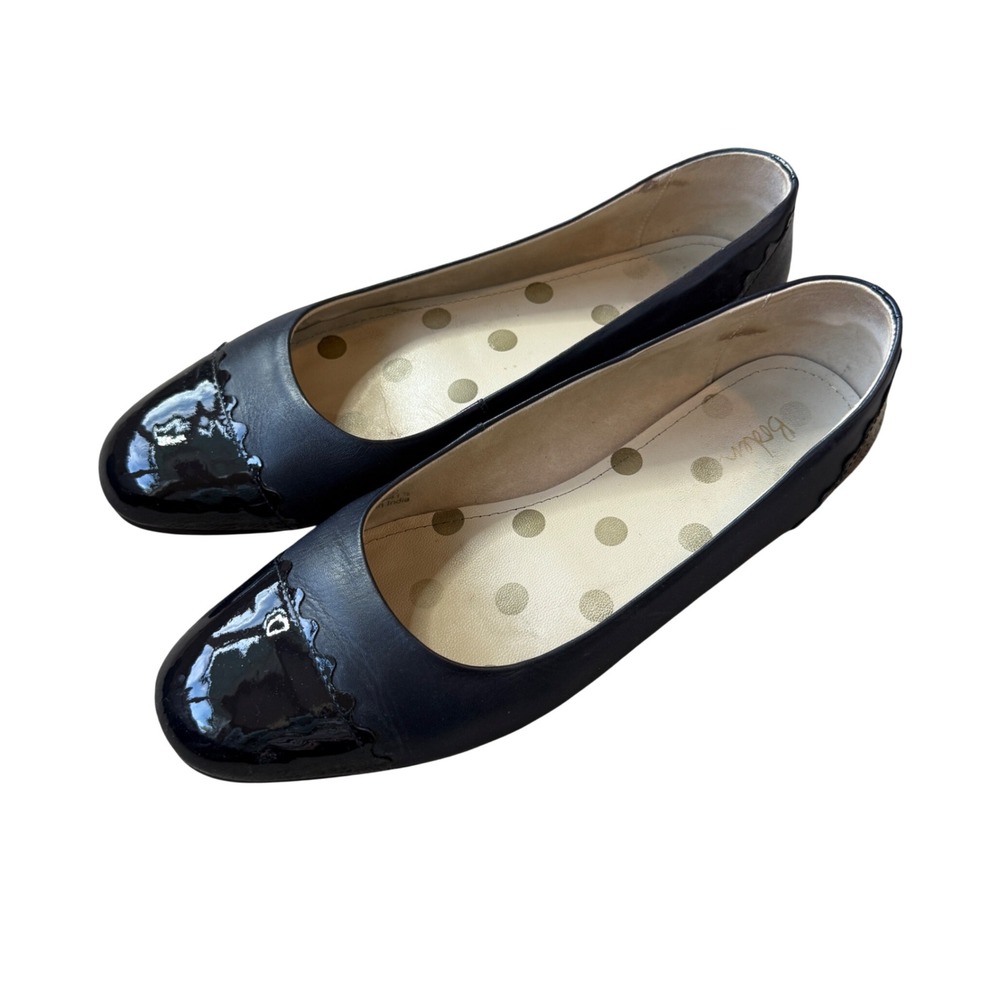 Boden Navy Leather Scalloped Cap Toe Ballet Flats Women's 10.5 / 41.5
